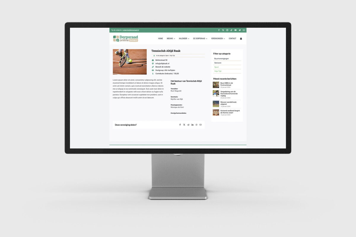 Dorpsraad Online DEMO – Mockup – Vereniging